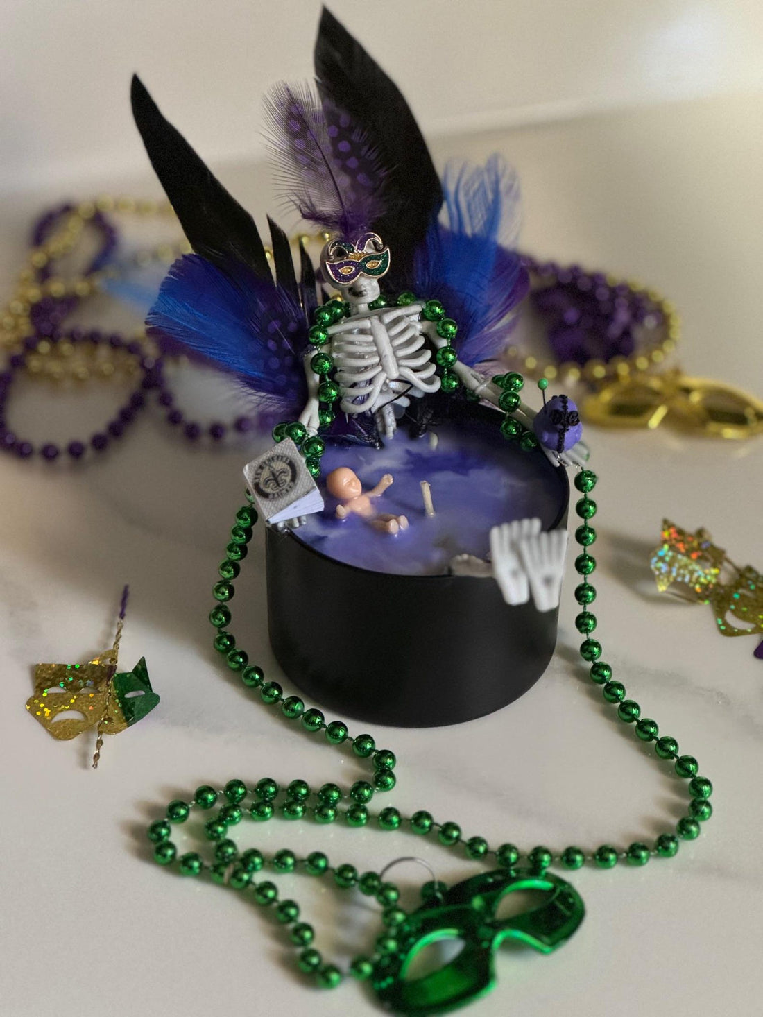 Skeleton Mardi Gras Candle